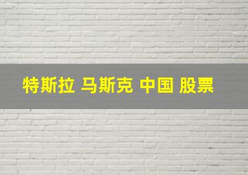 特斯拉 马斯克 中国 股票